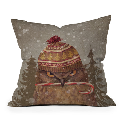 Terry Fan Christmas Owl Throw Pillow