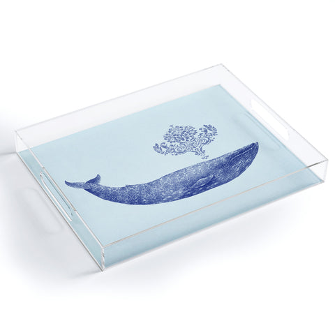 Terry Fan Damask Whale Acrylic Tray