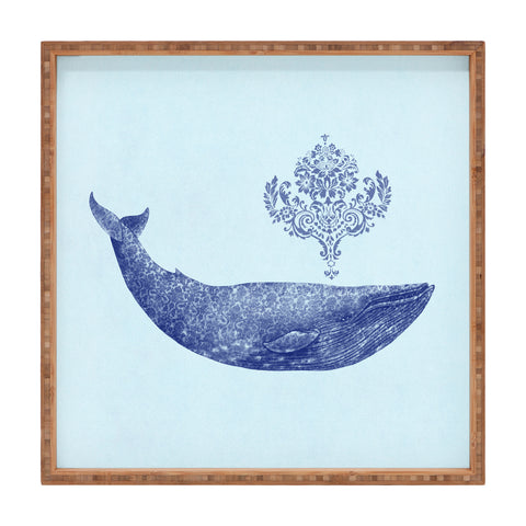Terry Fan Damask Whale Square Tray