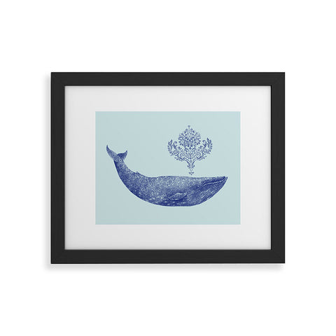 Terry Fan Damask Whale Framed Art Print
