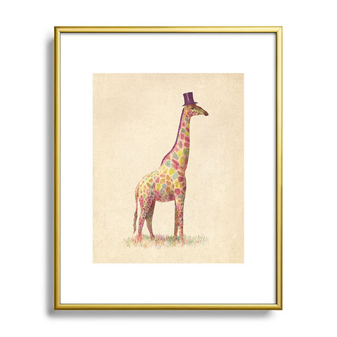 Terry Fan Fashionable Giraffe Metal Framed Art Print