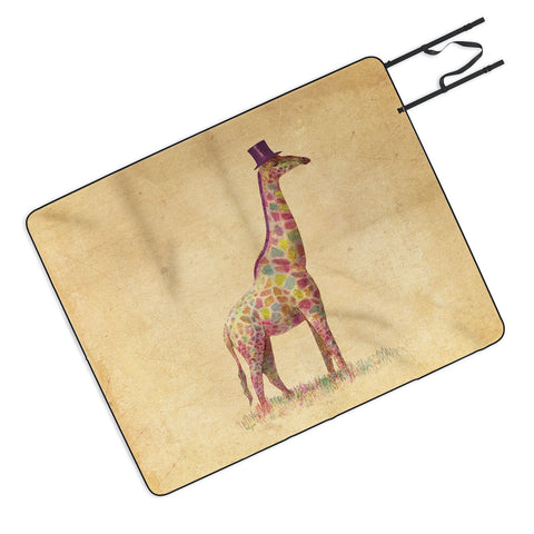 Terry Fan Fashionable Giraffe Picnic Blanket