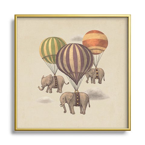 Terry Fan Flight Of The Elephants Metal Square Framed Art Print