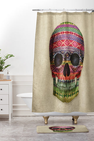 Terry Fan Navajo Skull Shower Curtain And Mat