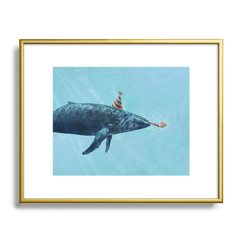 Terry Fan Party Whale Metal Framed Art Print