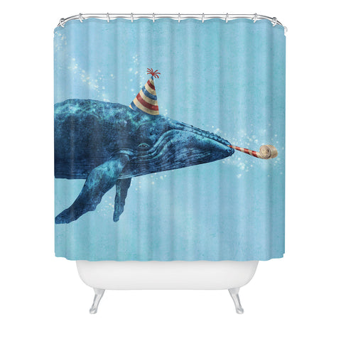 Terry Fan Party Whale Shower Curtain