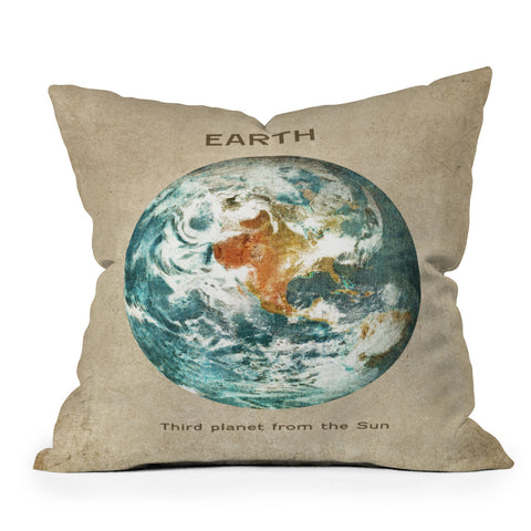 Terry Fan Planet Earth Throw Pillow