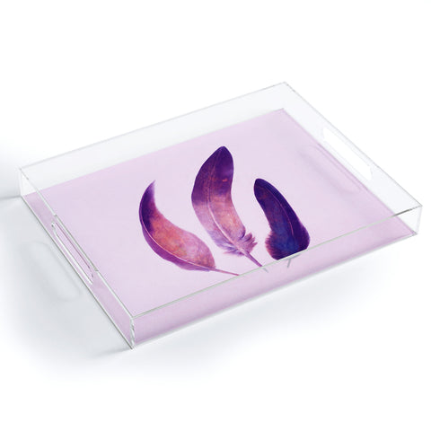 Terry Fan Purple Feathers Acrylic Tray