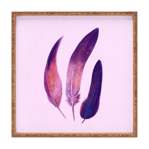 Terry Fan Purple Feathers Square Tray