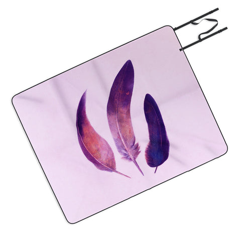 Terry Fan Purple Feathers Picnic Blanket