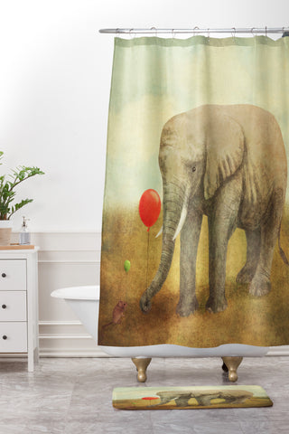Terry Fan Truce Shower Curtain And Mat