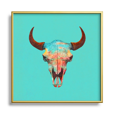 Terry Fan Turquoise Sky Metal Square Framed Art Print