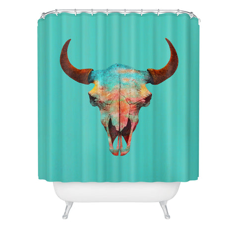 Terry Fan Turquoise Sky Shower Curtain