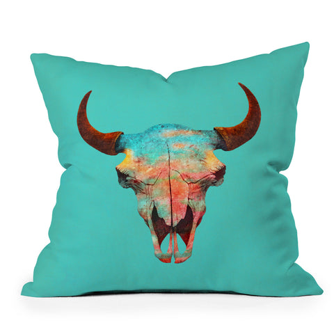 Terry Fan Turquoise Sky Throw Pillow