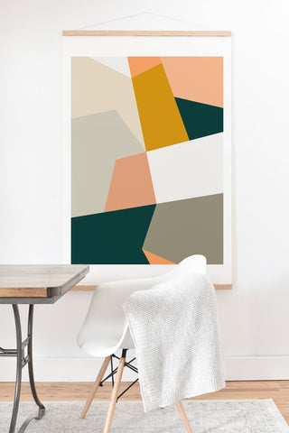 The Old Art Studio Abstract Geometric 27 Green Art Print And Hanger
