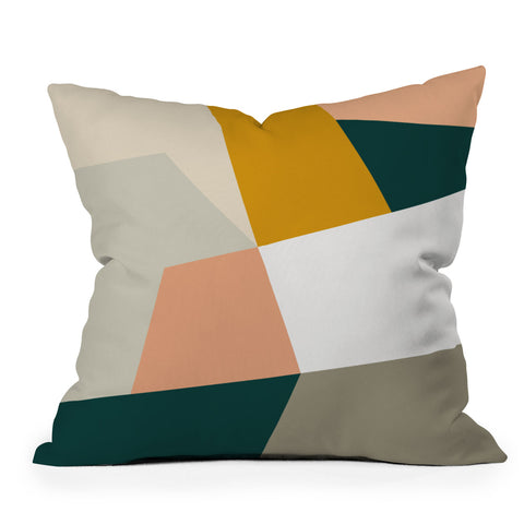 The Old Art Studio Abstract Geometric 27 Green Throw Pillow