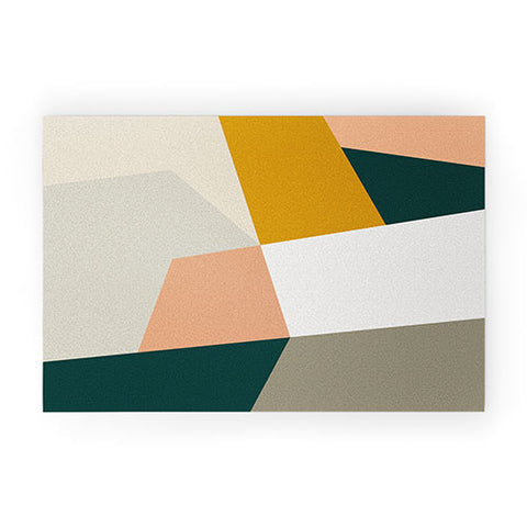 The Old Art Studio Abstract Geometric 27 Green Welcome Mat