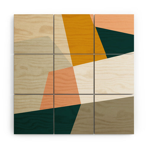 The Old Art Studio Abstract Geometric 27 Green Wood Wall Mural