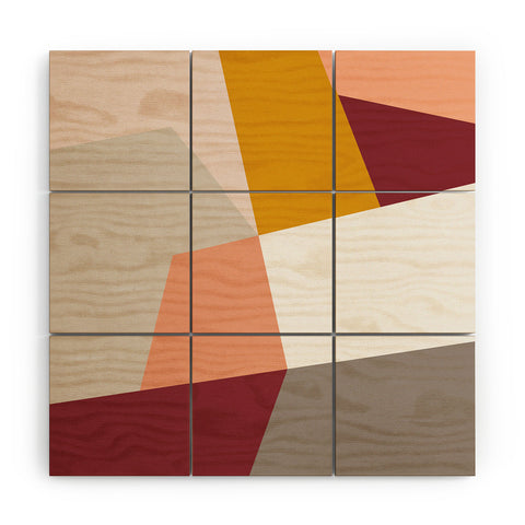 The Old Art Studio Abstract Geometric 27 Red Wood Wall Mural
