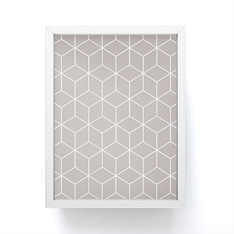 The Old Art Studio Cube Geometric 03 Gray Framed Mini Art Print