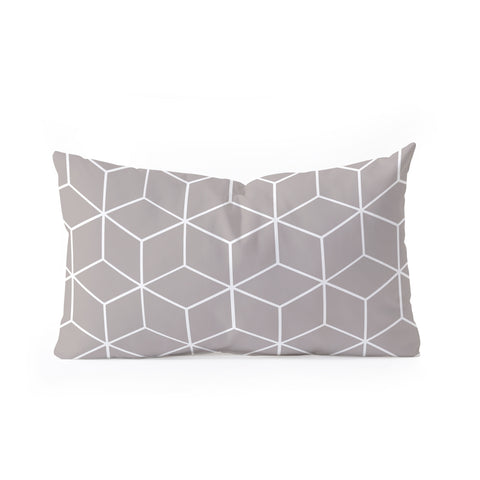 The Old Art Studio Cube Geometric 03 Gray Oblong Throw Pillow