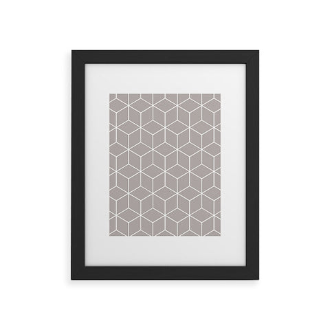The Old Art Studio Cube Geometric 03 Gray Framed Art Print