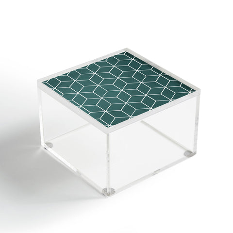 The Old Art Studio Cube Geometric 03 Teal Acrylic Box