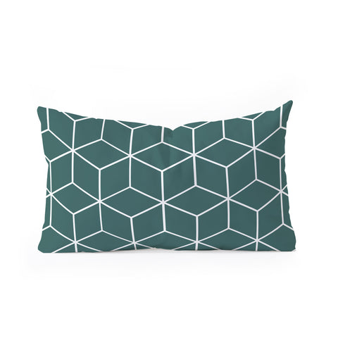The Old Art Studio Cube Geometric 03 Teal Oblong Throw Pillow