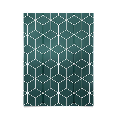 The Old Art Studio Cube Geometric 03 Teal Poster
