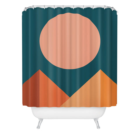 The Old Art Studio Geometric Mountains Shower Curtain