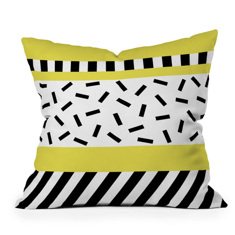 The Old Art Studio Memphis Geometric Yellow Throw Pillow