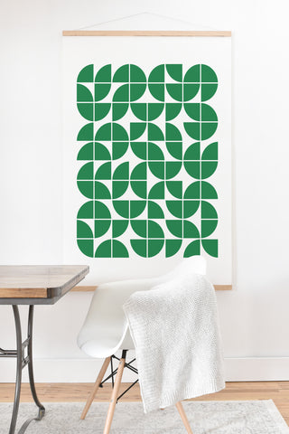 The Old Art Studio Mid Century Modern Geometric 20 Green Art Print And Hanger
