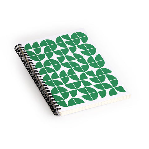 The Old Art Studio Mid Century Modern Geometric 20 Green Spiral Notebook