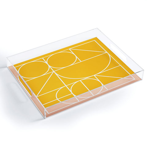 The Old Art Studio Modern Geometric 77 Yellow Acrylic Tray