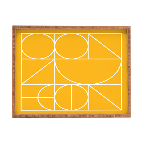 The Old Art Studio Modern Geometric 77 Yellow Rectangular Tray