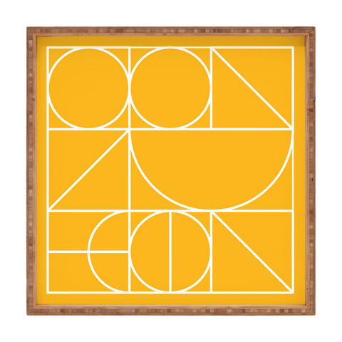 The Old Art Studio Modern Geometric 77 Yellow Square Tray