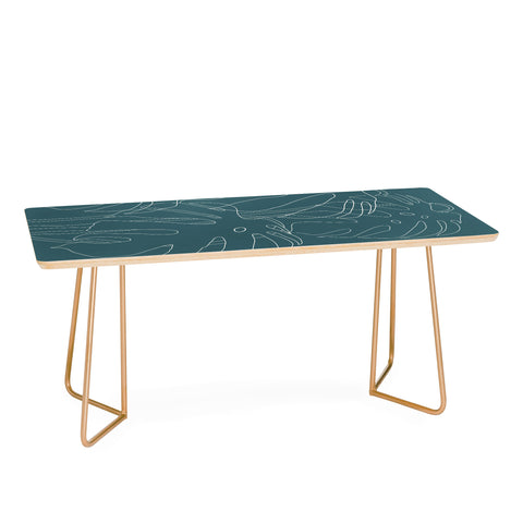 The Old Art Studio Monstera No2 Teal Coffee Table