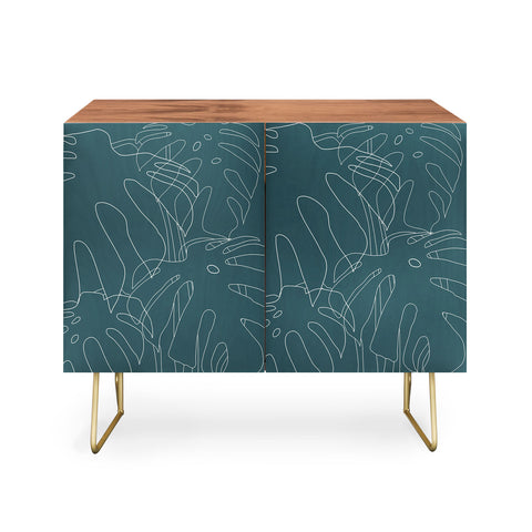 The Old Art Studio Monstera No2 Teal Credenza