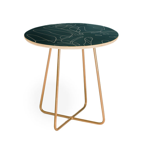 The Old Art Studio Monstera No2 Teal Round Side Table
