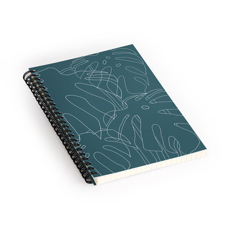 The Old Art Studio Monstera No2 Teal Spiral Notebook
