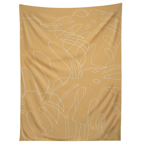 The Old Art Studio Monstera No2 Yellow Tapestry