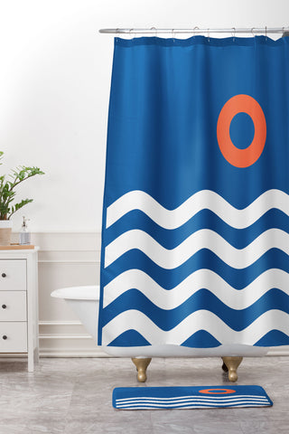 The Old Art Studio Nautical 03 Seascape Shower Curtain And Mat