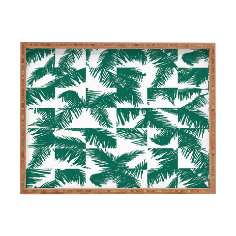 The Old Art Studio Palm Leaf Pattern 02 Green Rectangular Tray