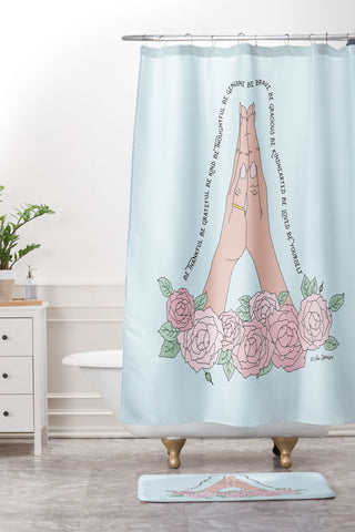 The Optimist Be Thankful Shower Curtain And Mat