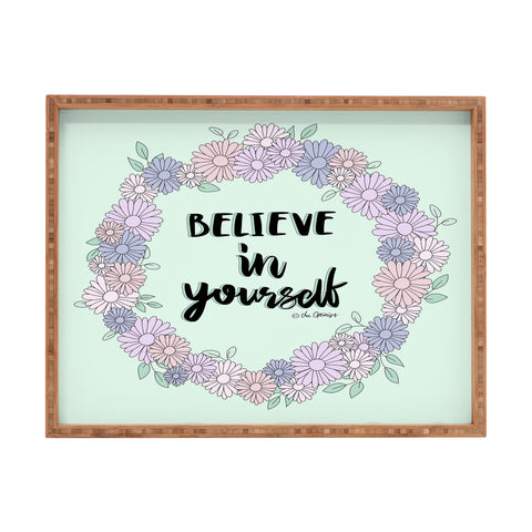 The Optimist Believe In Yourself Quote Rectangular Tray