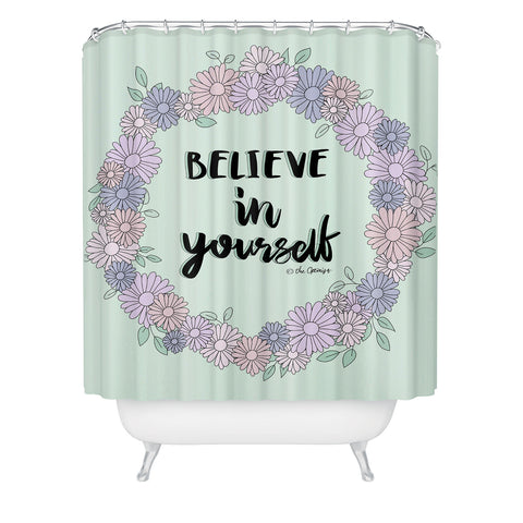 The Optimist Believe In Yourself Quote Shower Curtain