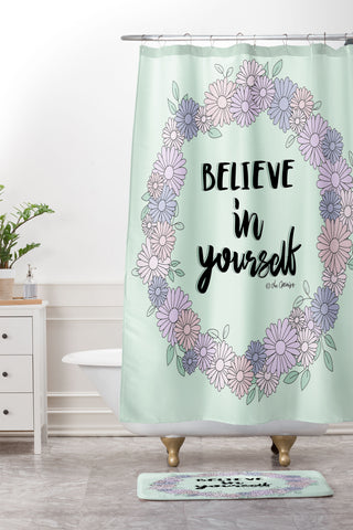 The Optimist Believe In Yourself Quote Shower Curtain And Mat