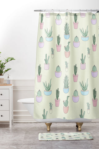 The Optimist Cactus All Over Shower Curtain And Mat