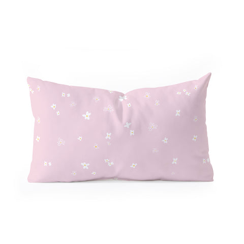 The Optimist My Little Daisy Pattern in Pink Oblong Throw Pillow
