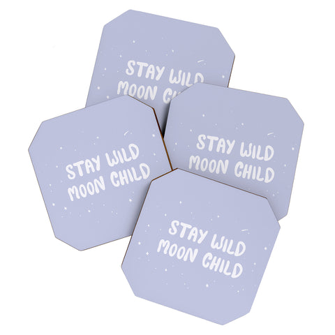 The Optimist Stay Wild Moon Child Quote Coaster Set